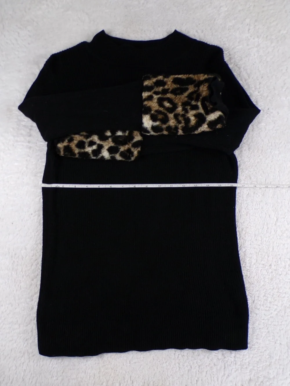 Michael Kors Leopard Cuff faux-fur women's sweater Size S Black